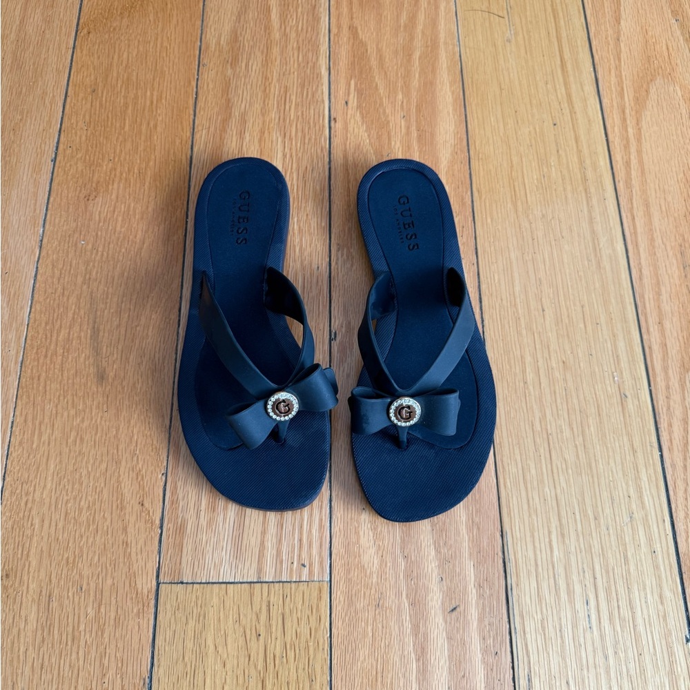 Guess Navy Sandals with Bow Accent